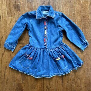 Vintage Shorline Denim Dress Jumper Long Sleeve